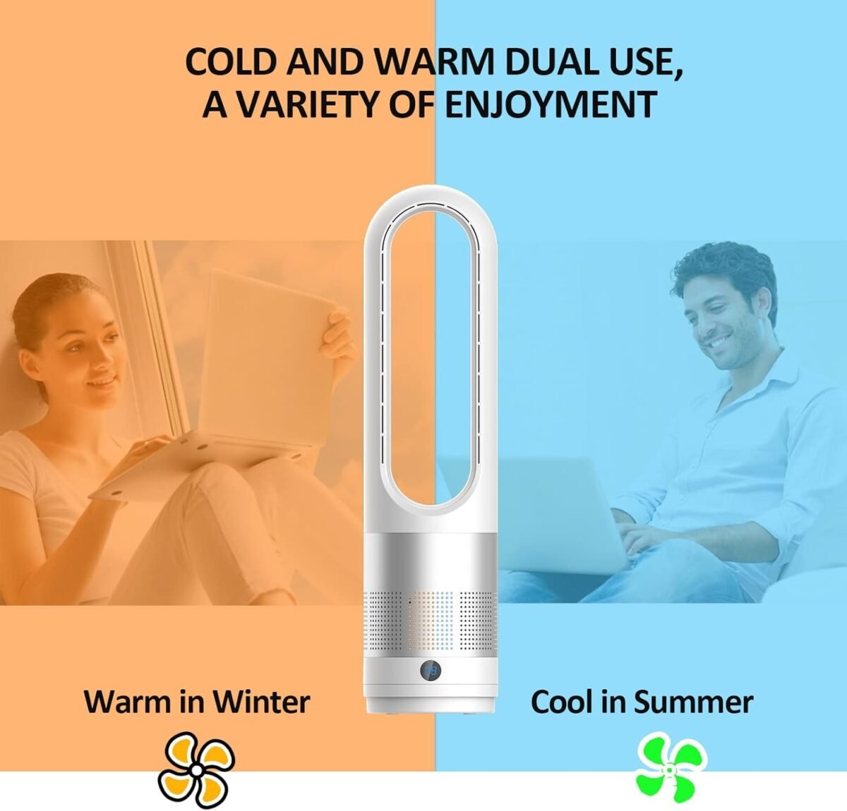 1746643698 bladeless tower fan 1400w space heater 40w cooler fan combo with re.jpg