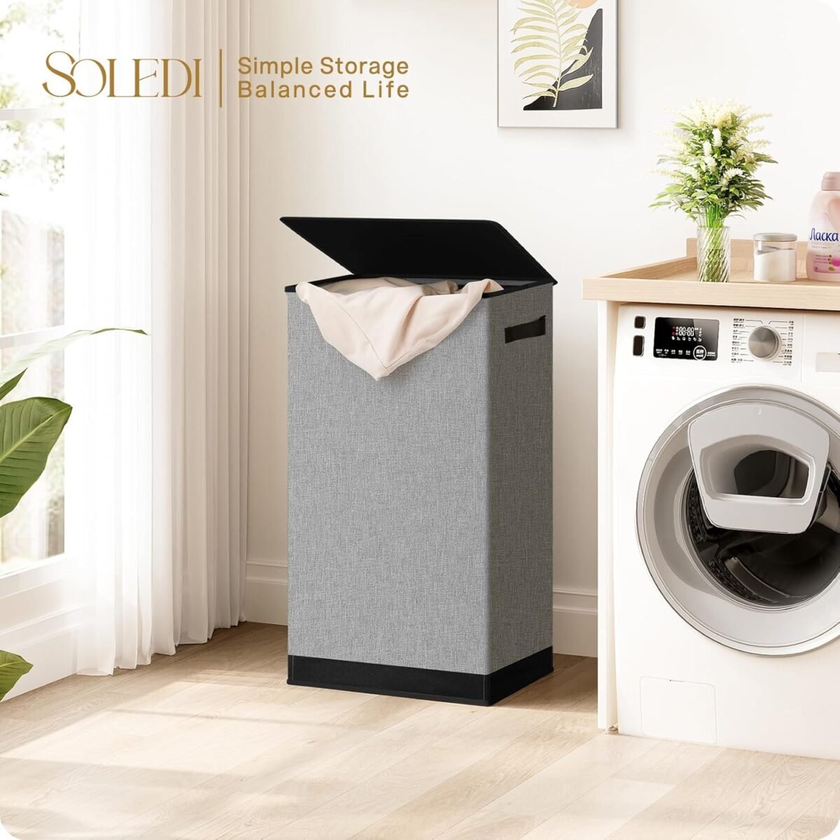 1746785907 soledi laundry hamper with lid 100l large tall collapsible laundry b.jpg