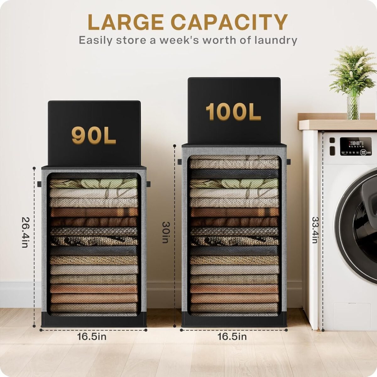 1746785908 soledi laundry hamper with lid 100l large tall collapsible laundry b.jpg