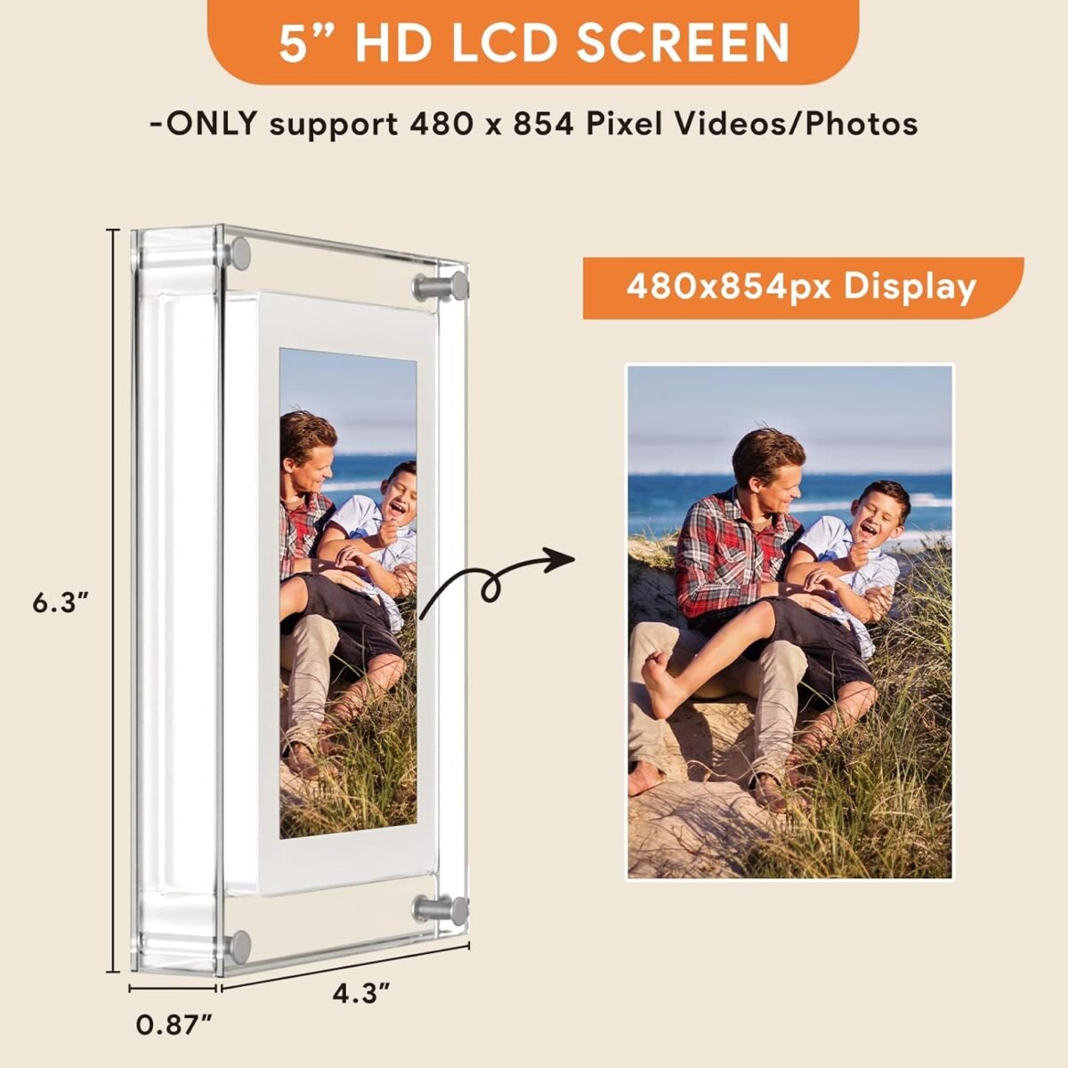 1746812266 5 inch acrylic picture frame with 4gb memory and 1000mah built in batt.jpg