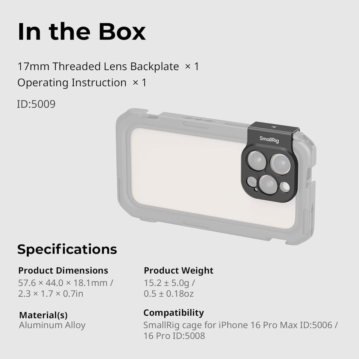 1746989753 smallrig 17mm threaded lens backplate for iphone 16 series cage quick.jpg
