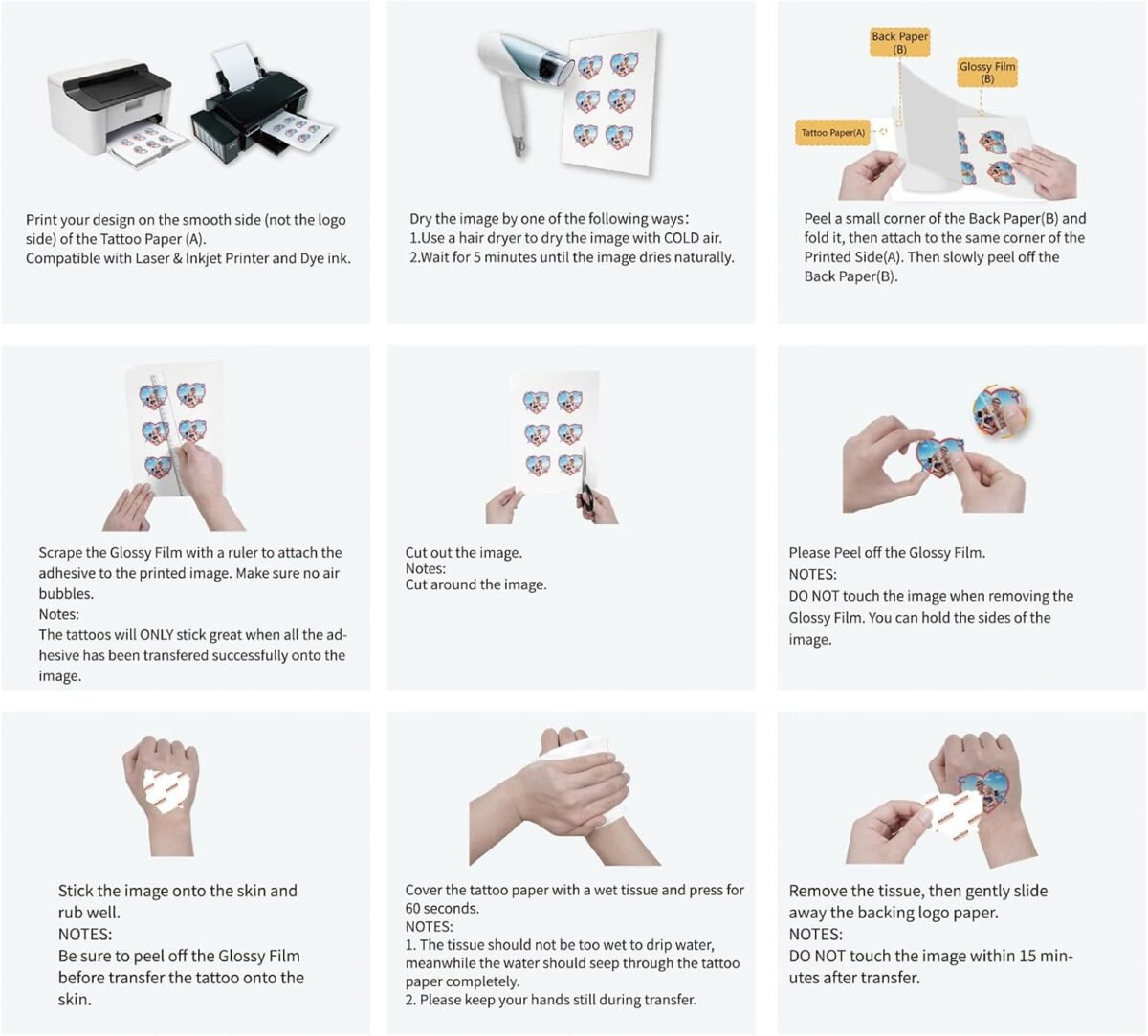 1747352009 printable temporary tattoo paper for inkjet laser printer 5 sheets.jpg