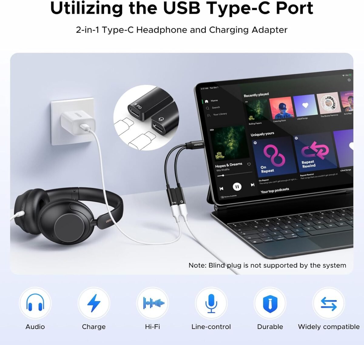 1747428725 ugreen magnetic usb c splitter 1 in 2 out dual usb c headphone and cha.jpg
