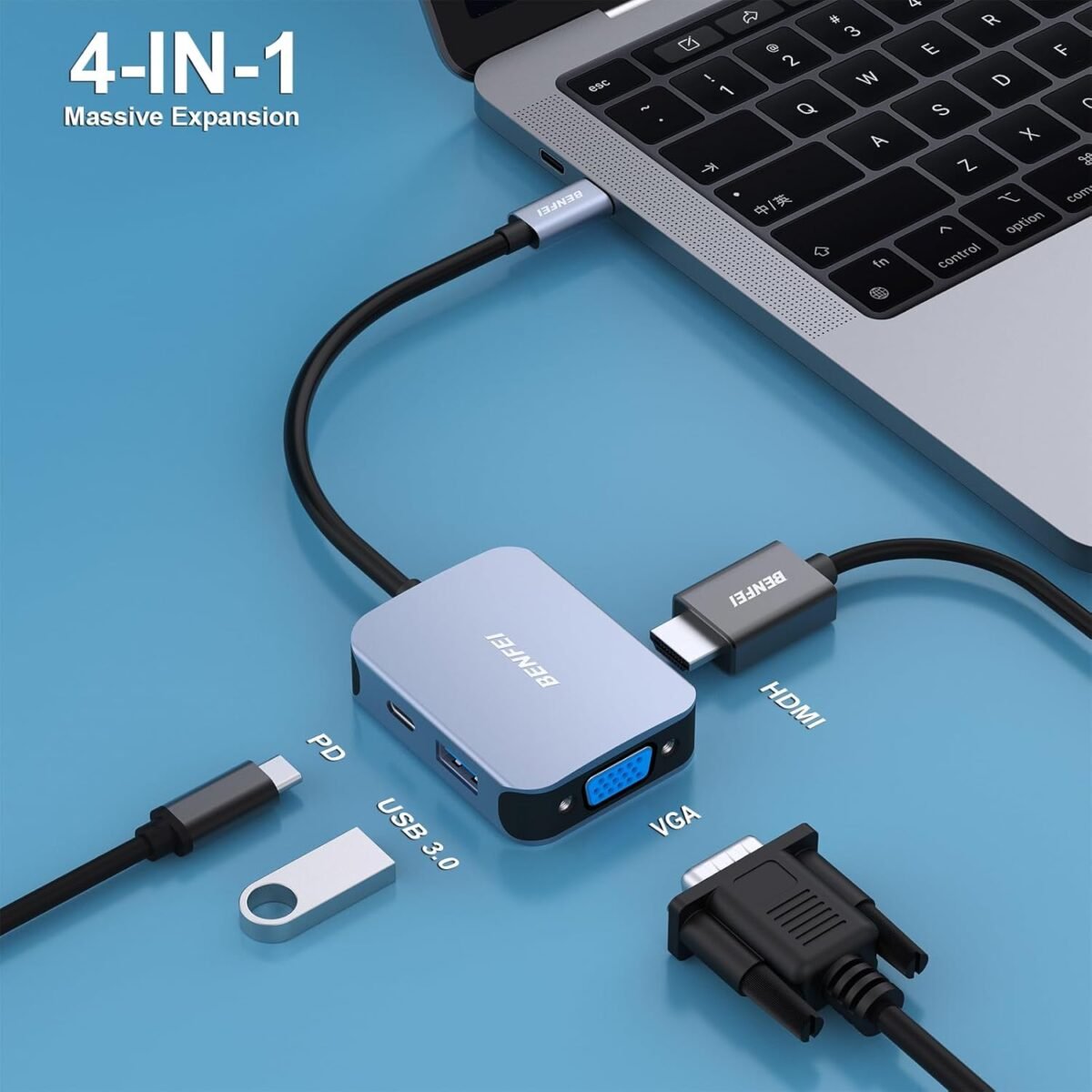 1747515217 benfei usb c hub 4 in 1 usb type c to hdmi vga adapter usb c to usb.jpg