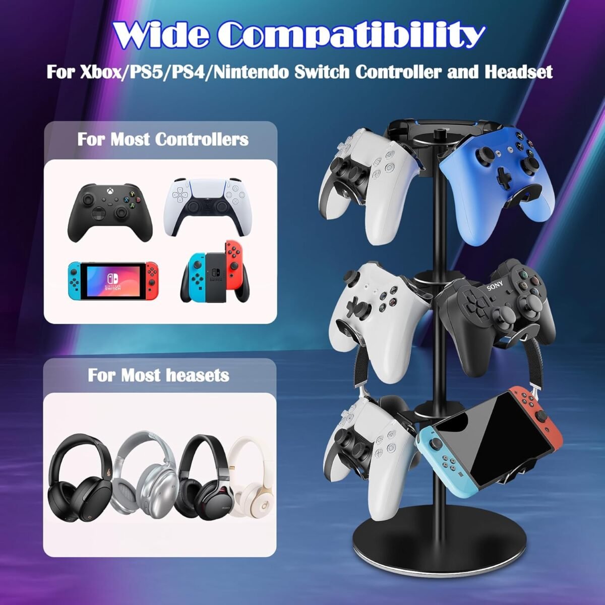 1748049484 controller holder stand 3 tiers rotatable gaming headset stand compat.jpg