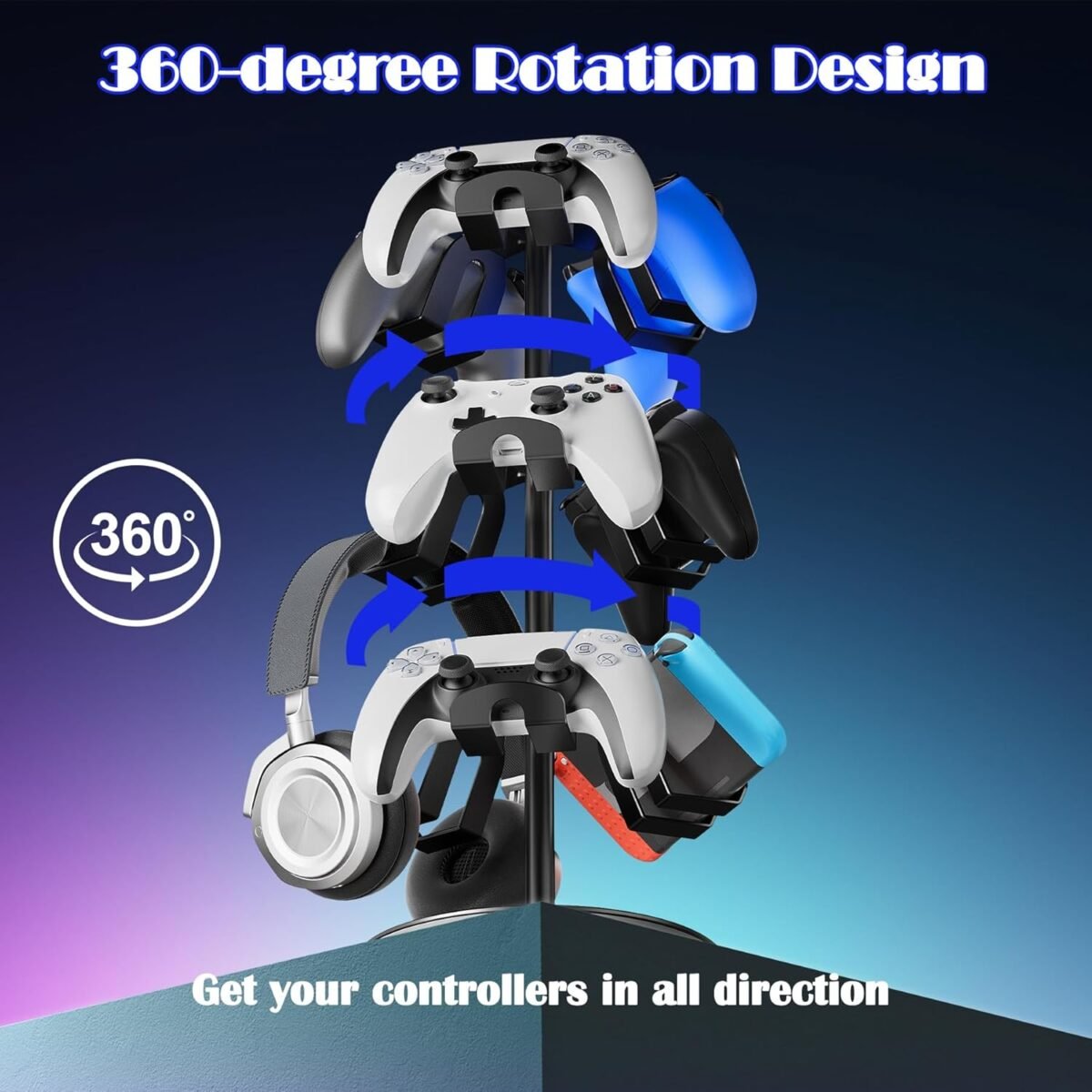 1748049486 controller holder stand 3 tiers rotatable gaming headset stand compat.jpg