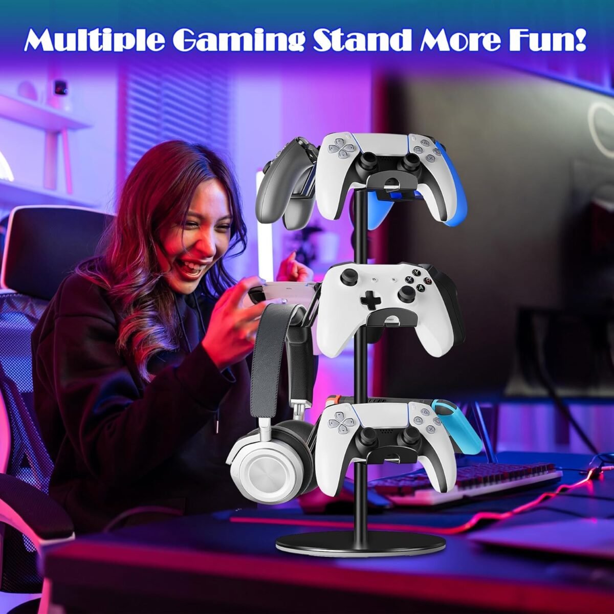 1748049487 controller holder stand 3 tiers rotatable gaming headset stand compat.jpg