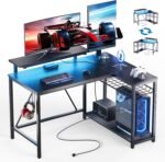 Bestier gaming desk with power outlets 42 l shaped gaming desk with.jpg