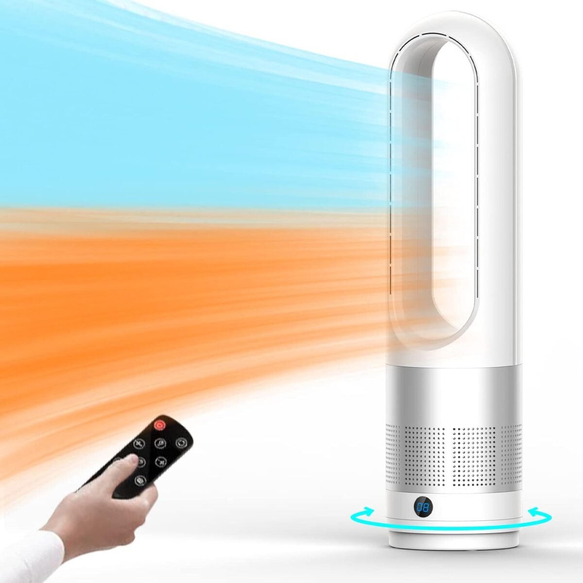 Bladeless tower fan 1400w space heater 40w cooler fan combo with re.jpg