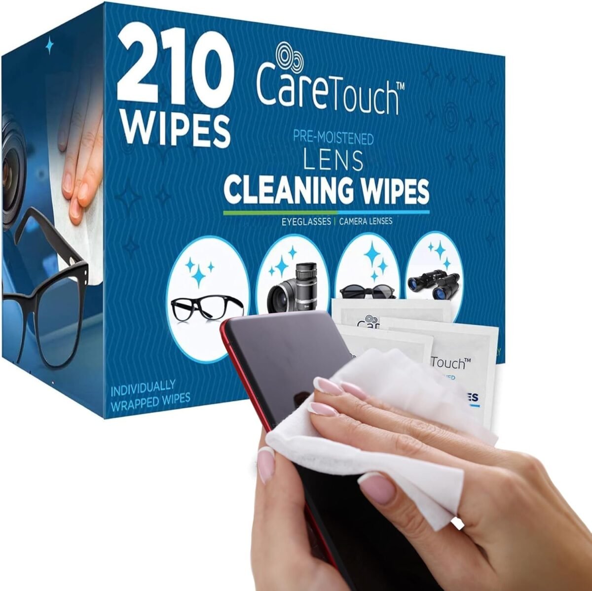 Care touch lens wipes for eyeglasses 210 individually wrapped pre mo.jpg