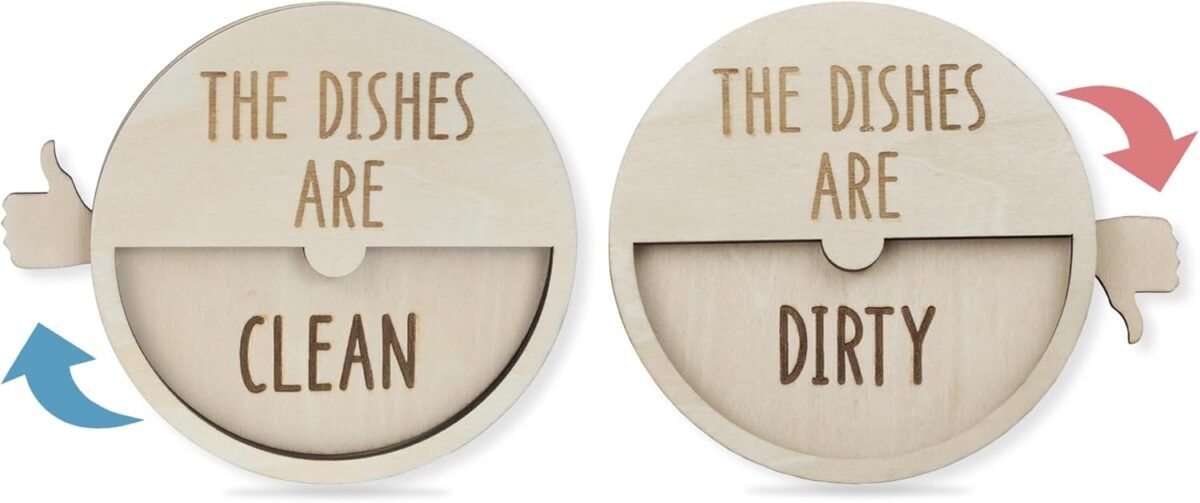 Dishwasher status magnet clean dirty indicator wood kitchen sign wit.jpg