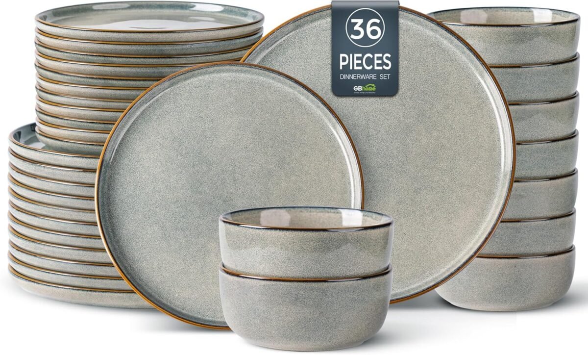 Gbhome ceramic dinnerware sets for 12 36 pieces stoneware plates and.jpg