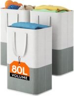 Lifewit 3 x 80 l laundry hamper freestanding laundry basket with hand.jpg