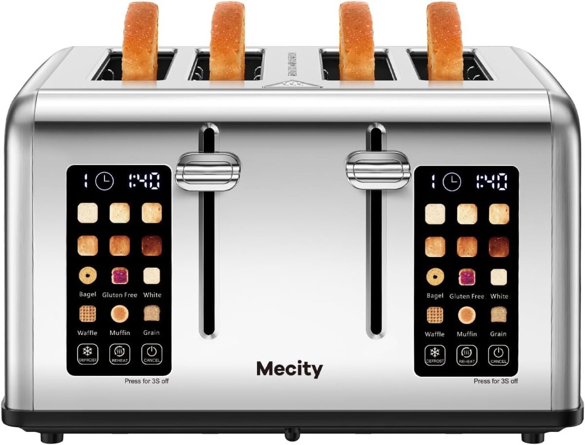 Mecity 4 slice toaster with touch screen control 4 wide slots stainl.jpg
