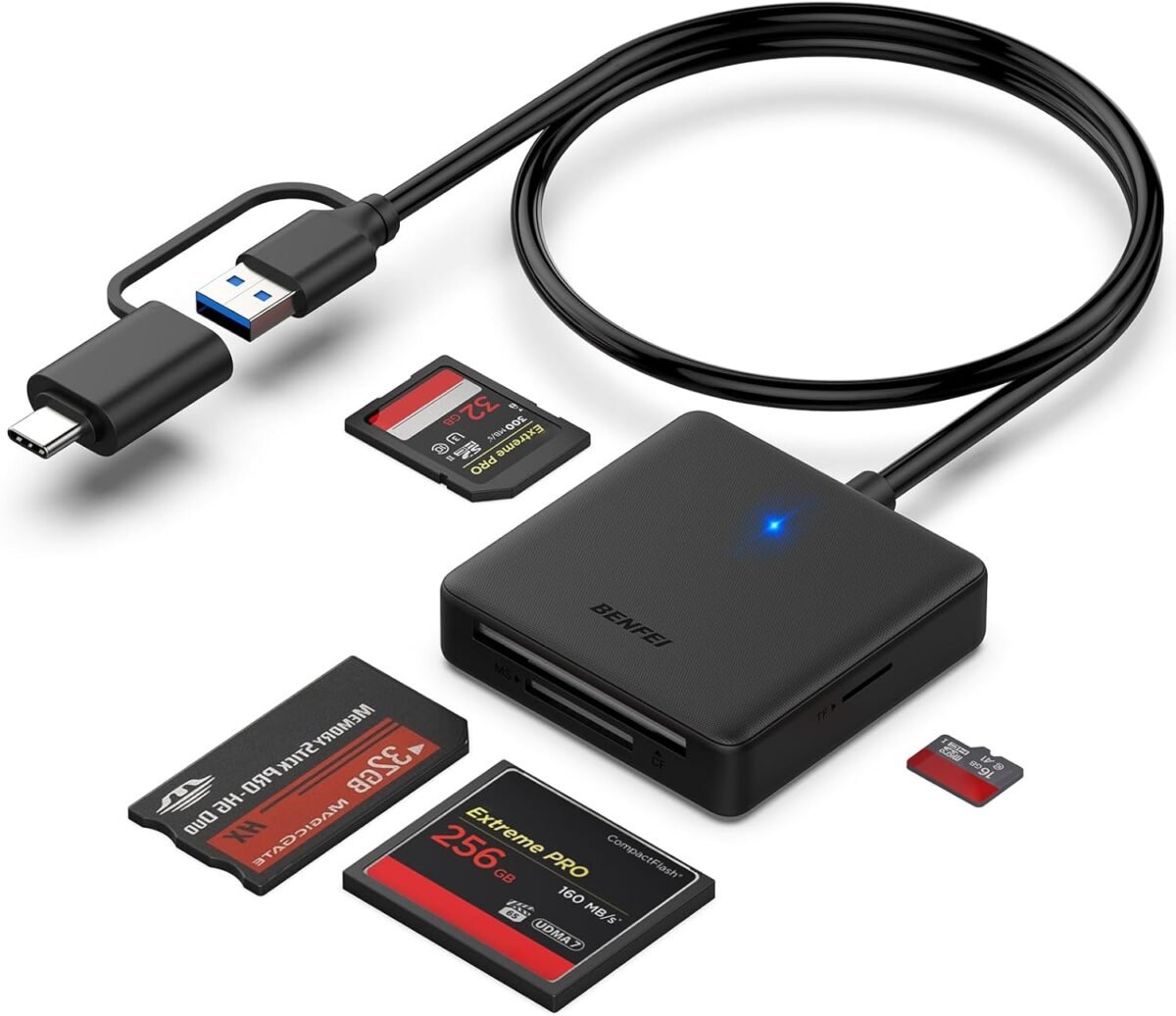 Memory card reader benfei 4in1 usb 3.0 and usb c to sd micro sd ms cf.jpg