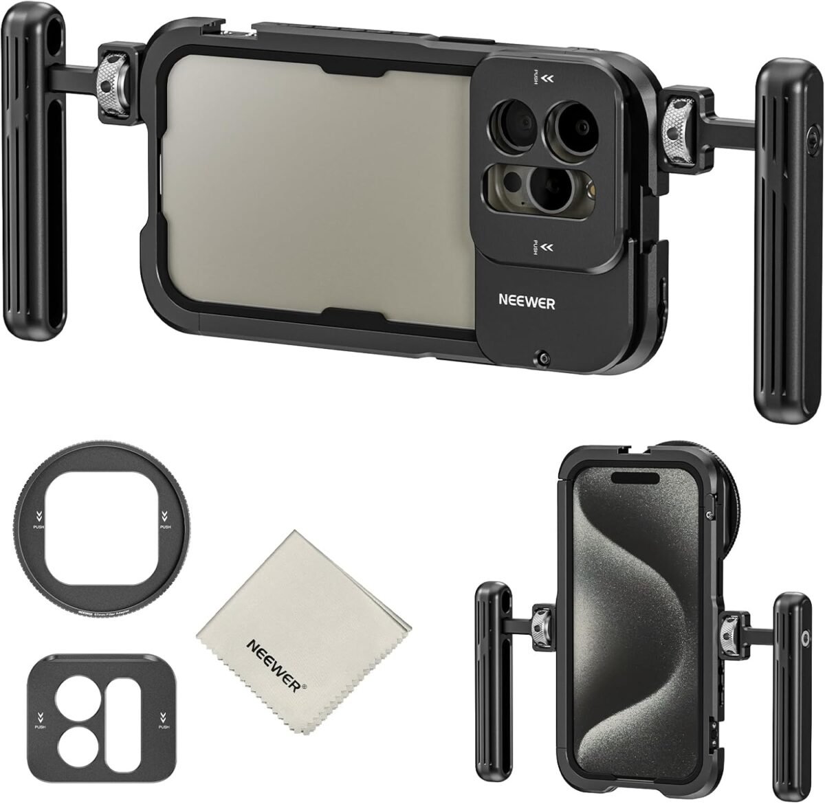 Neewer 15 pro max cage video rig with dual handles quick release 67mm.jpg