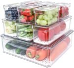 Pomeat 10 pack fridge organizer stackable refrigerator bins with lids.jpg