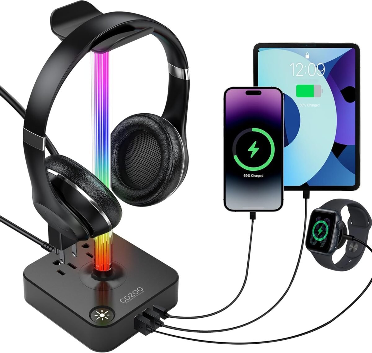 Rgb headphone stand with usb charger cozoo desktop gaming headset hold.jpg