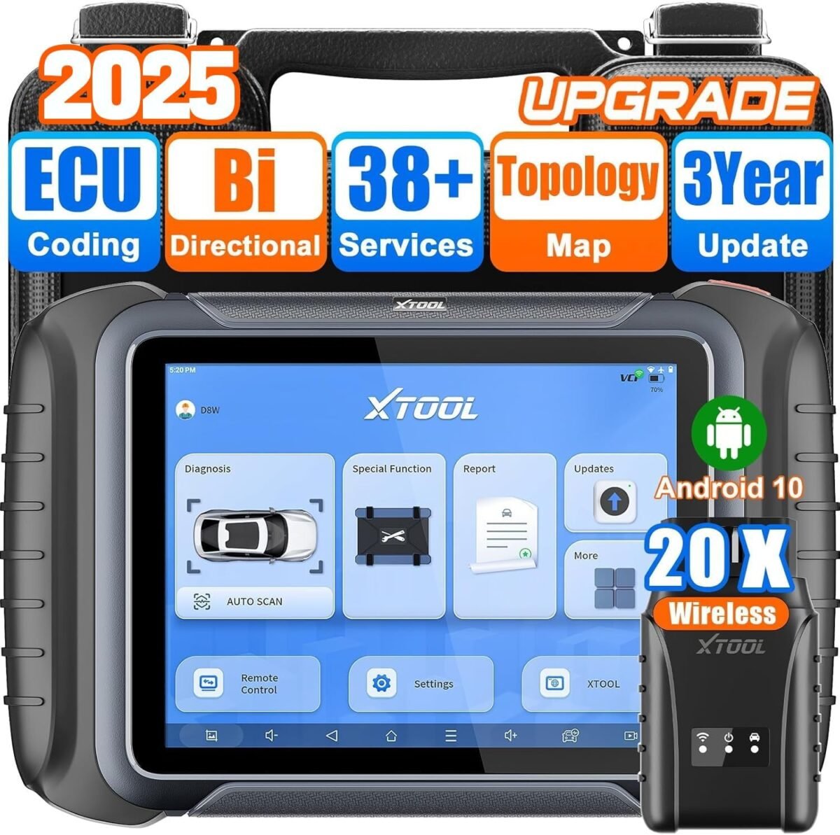 Xtool d8w wireless bidirectional scan tool 2025 obd2 scanner with top.jpg