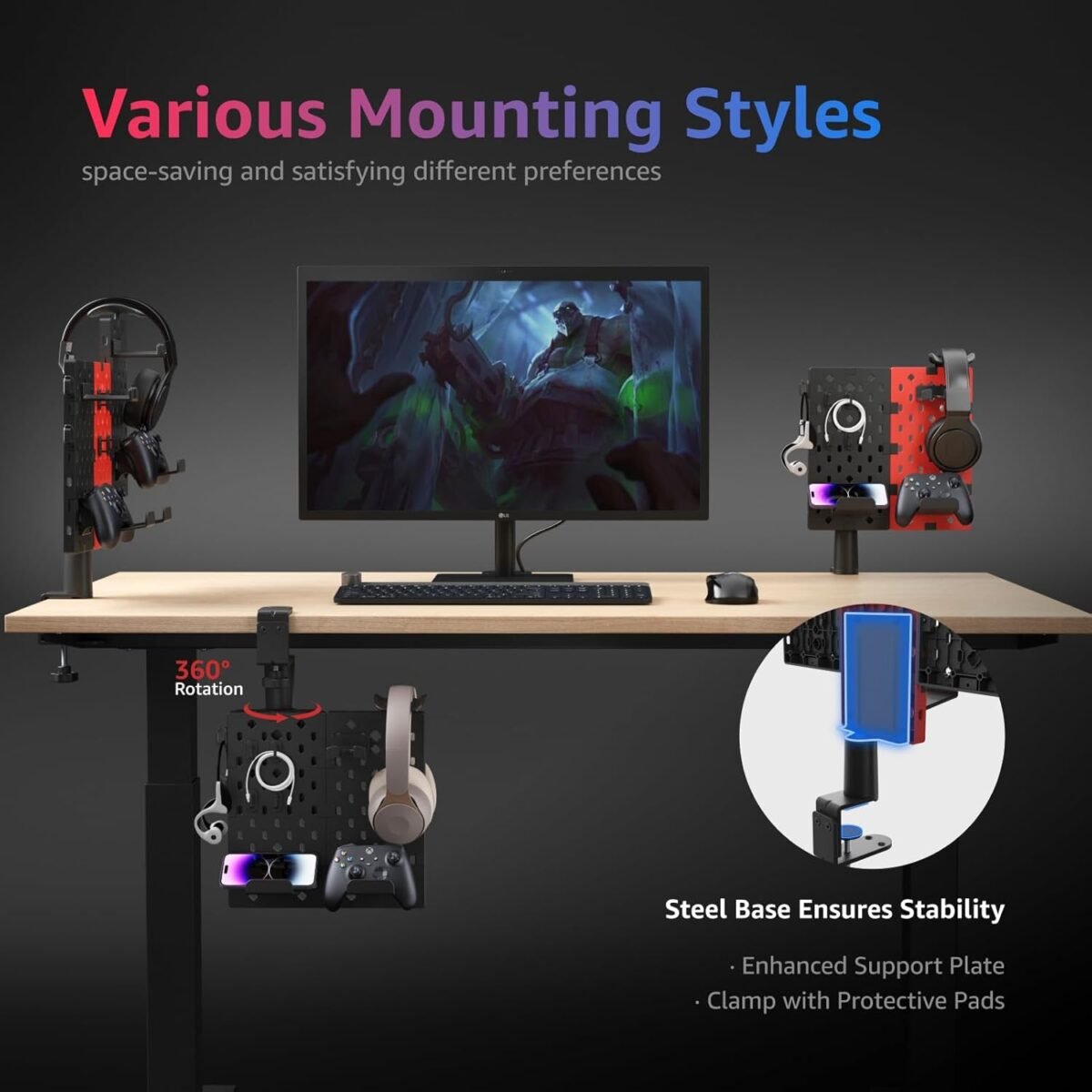1749780407 pegzone headphone and controller holder rotating gaming accessories o.jpg