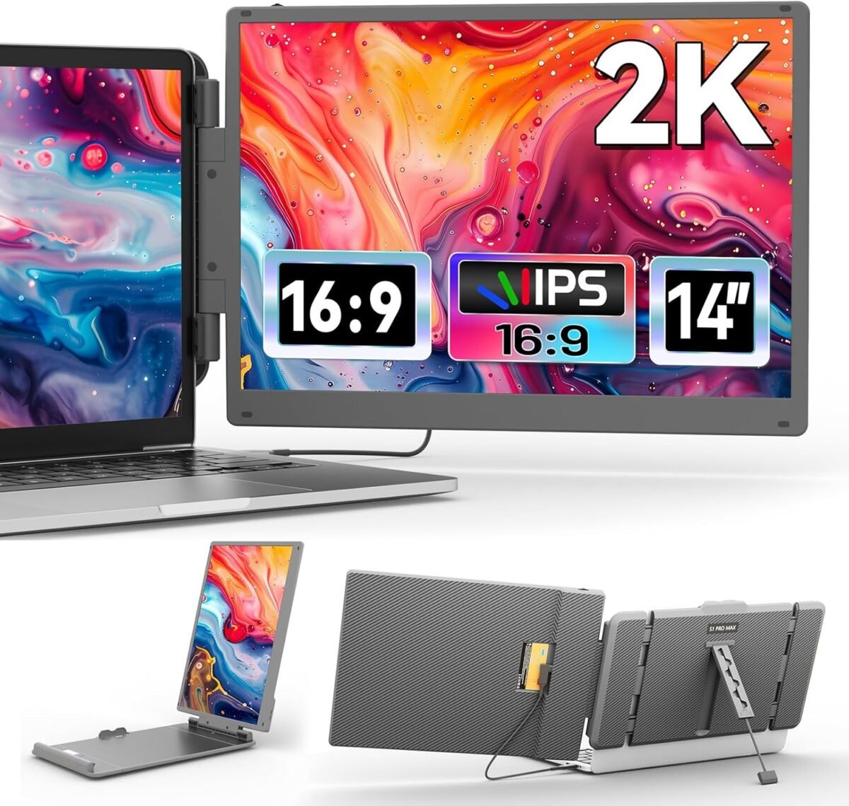 Cenerius 2k laptop screen extender 14 ips dual laptop monitor extend.jpg