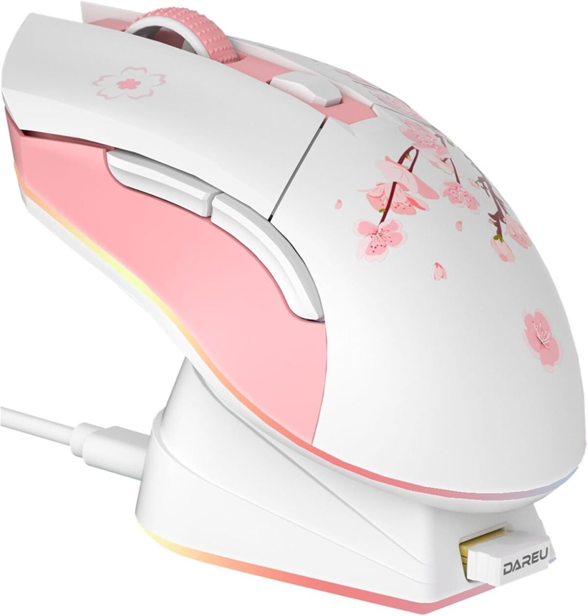 Dareu sakura pink wireless gaming mouse with charging dock rechargeabl.jpg