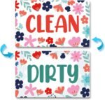Funny cartoon flower clean dirty dishwasher magnet sign washing machi.jpg