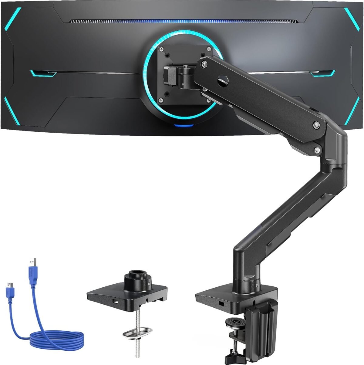 Huanuo heavy duty monitor arm for 49 inches screens up to 35 lbs alum.jpg