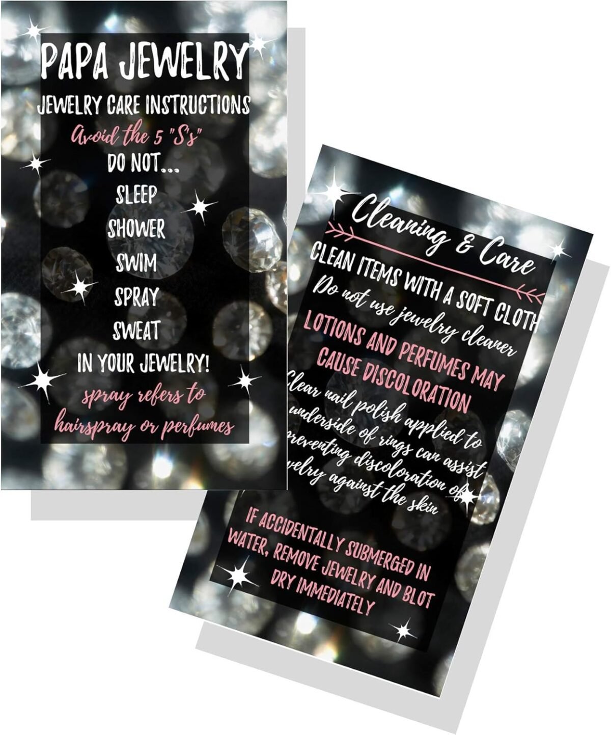 Jewelry cleaning and care cards for papa package of 50 bling silve.jpg