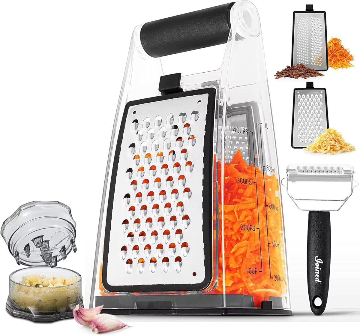 Joined cheese grater with garlic crusher box grater vegetable shredde.jpg