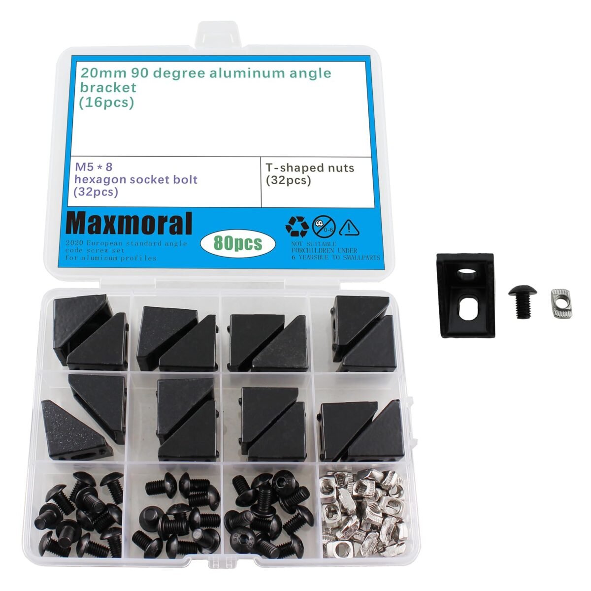 Maxmoral 80pcs 2020 aluminium profiles european standard angle screw s.jpg