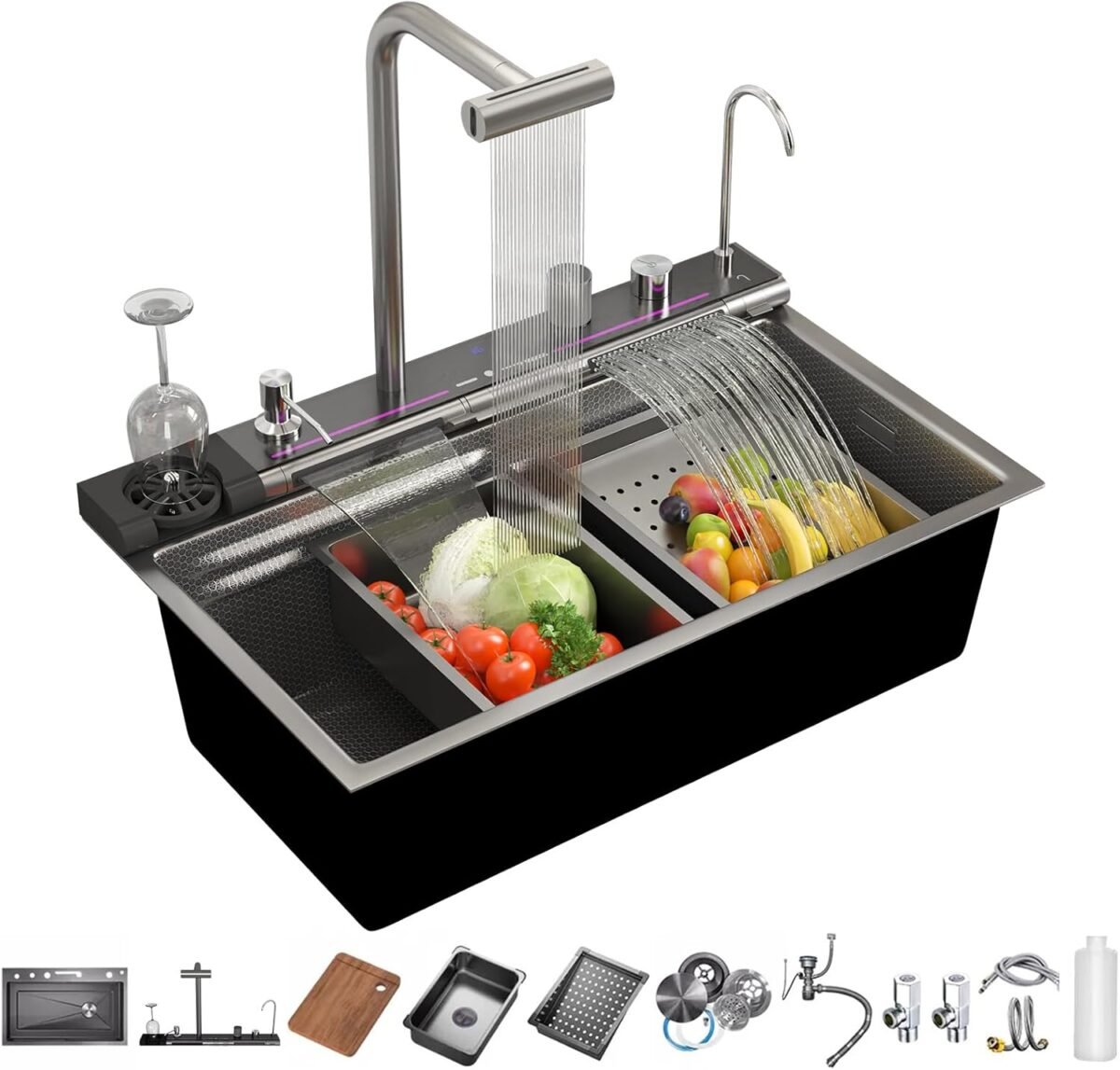 Smart kitchen sink 304 stainless steel honeycomb single bowl kitchen s.jpg