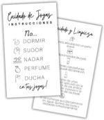 Spanish jewelry cleaning and care instruction cards avoid the 5 ss do.jpg