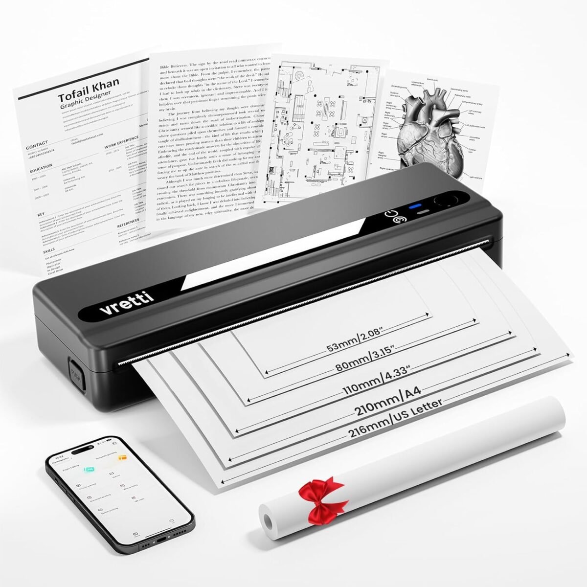 Vretti portable printer wireless a4 thermal printer for travelhome an.jpg
