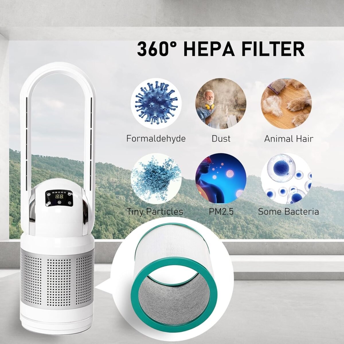 1751664775 heatit bladeless fan with remote and air purifier tower fan 80° oscill.jpg
