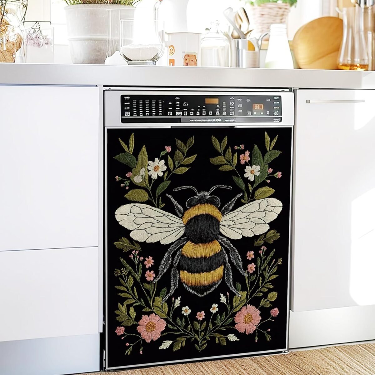 1752373003 bee magnet dishwasher coverflower plant magnet sticker fridge panel d.jpg