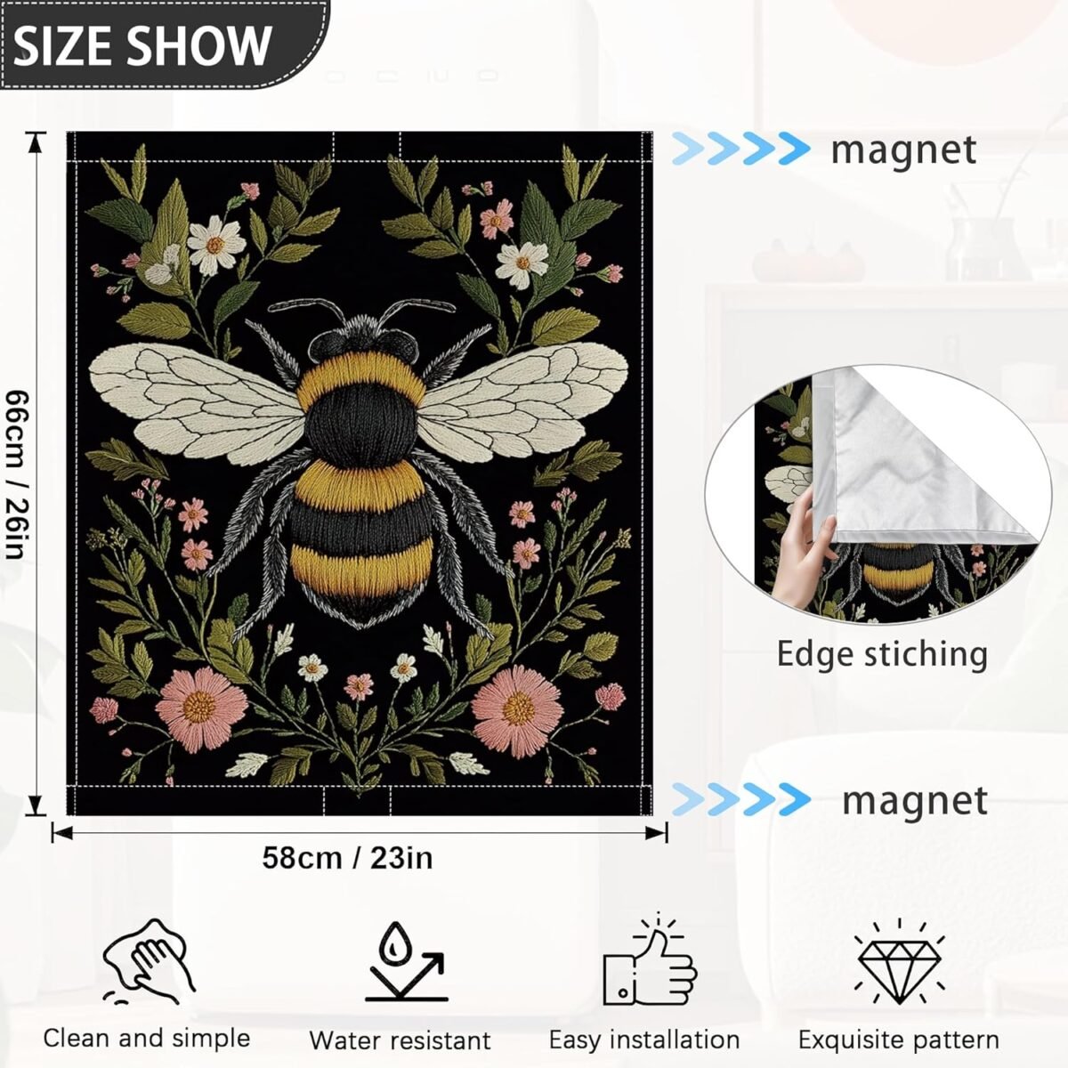 1752373005 bee magnet dishwasher coverflower plant magnet sticker fridge panel d.jpg