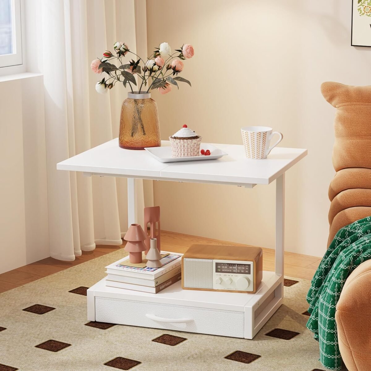 1753940336 2 tier desktop printer stand with fabric drawer prtiner table with st.jpg
