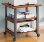 2 tier printer stand with wheels mobile storage cart walnut printer.jpg