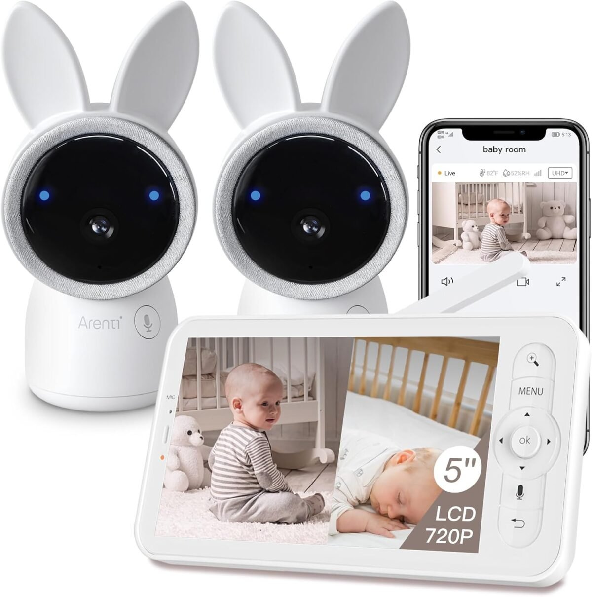 Arenti baby monitor 2 cameras 2k video baby camera with 5 inch upgrad.jpg