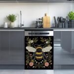 Bee magnet dishwasher coverflower plant magnet sticker fridge panel d.jpg