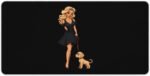 Blonde pin up girl puppy large mouse pad non slip durable desk mat com.jpg