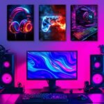 Cdiwidh 3 pcs gaming wall art vdeo gamer posters for boys room neon c.jpg