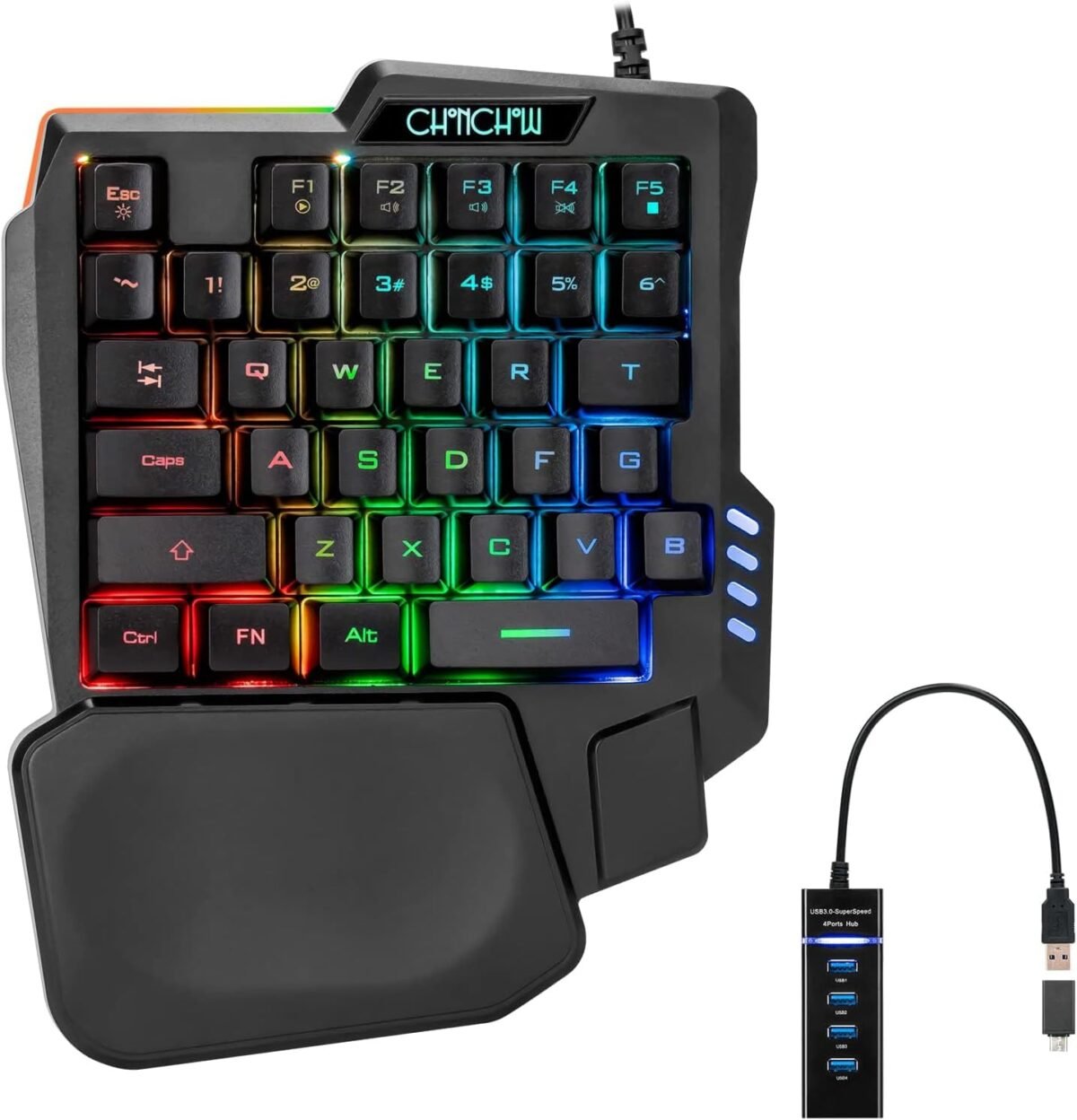 Chonchow one handed gaming keyboard 35 keys rainbow led wired usb.jpg