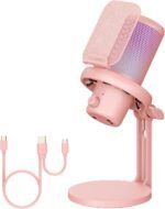 Feelworld vm1 pink gaming pc usb microphone condenser mic with noise c.jpg