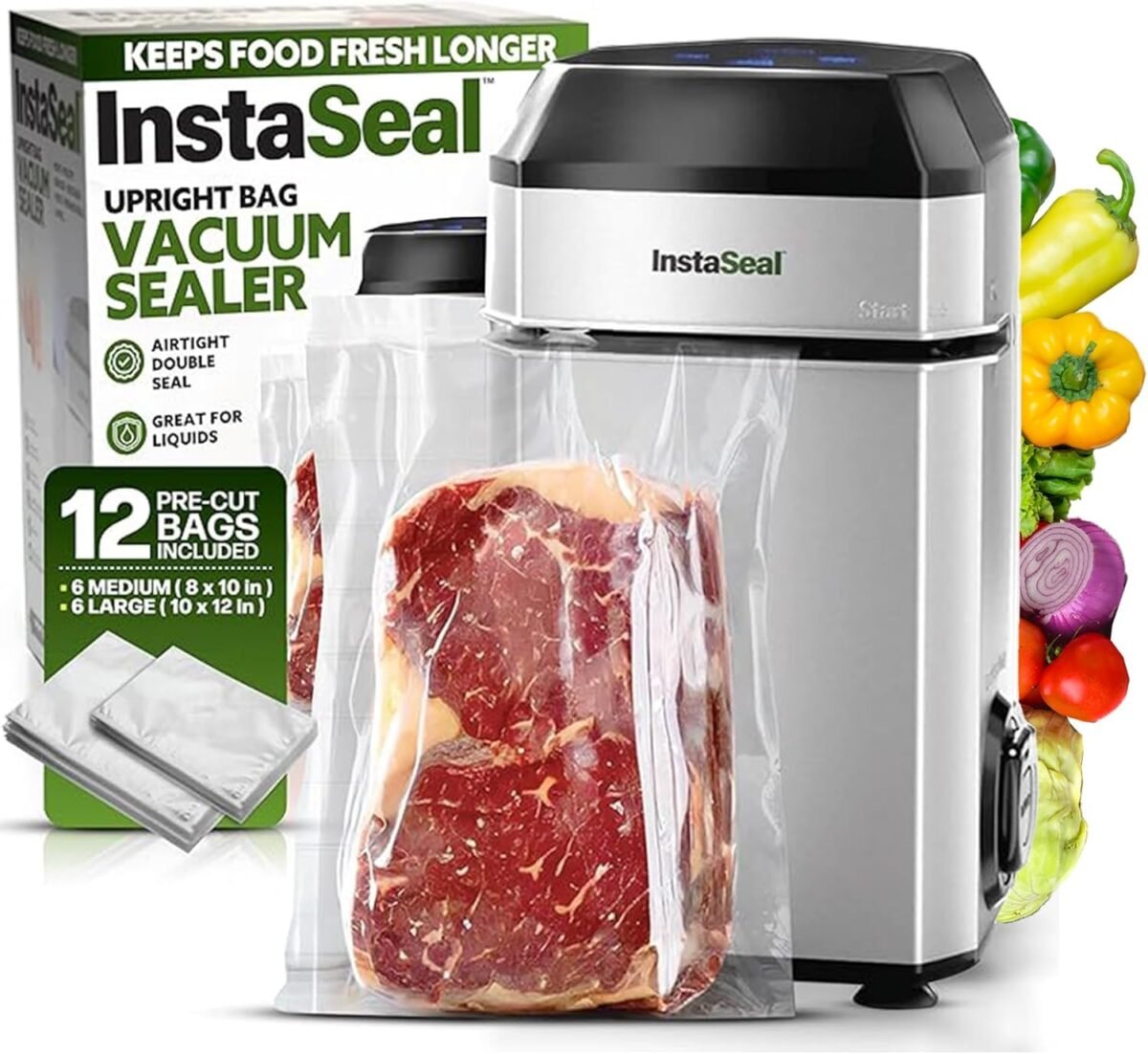 Instaseal vacuum sealer for food with 12 bags compact upright food va.jpg