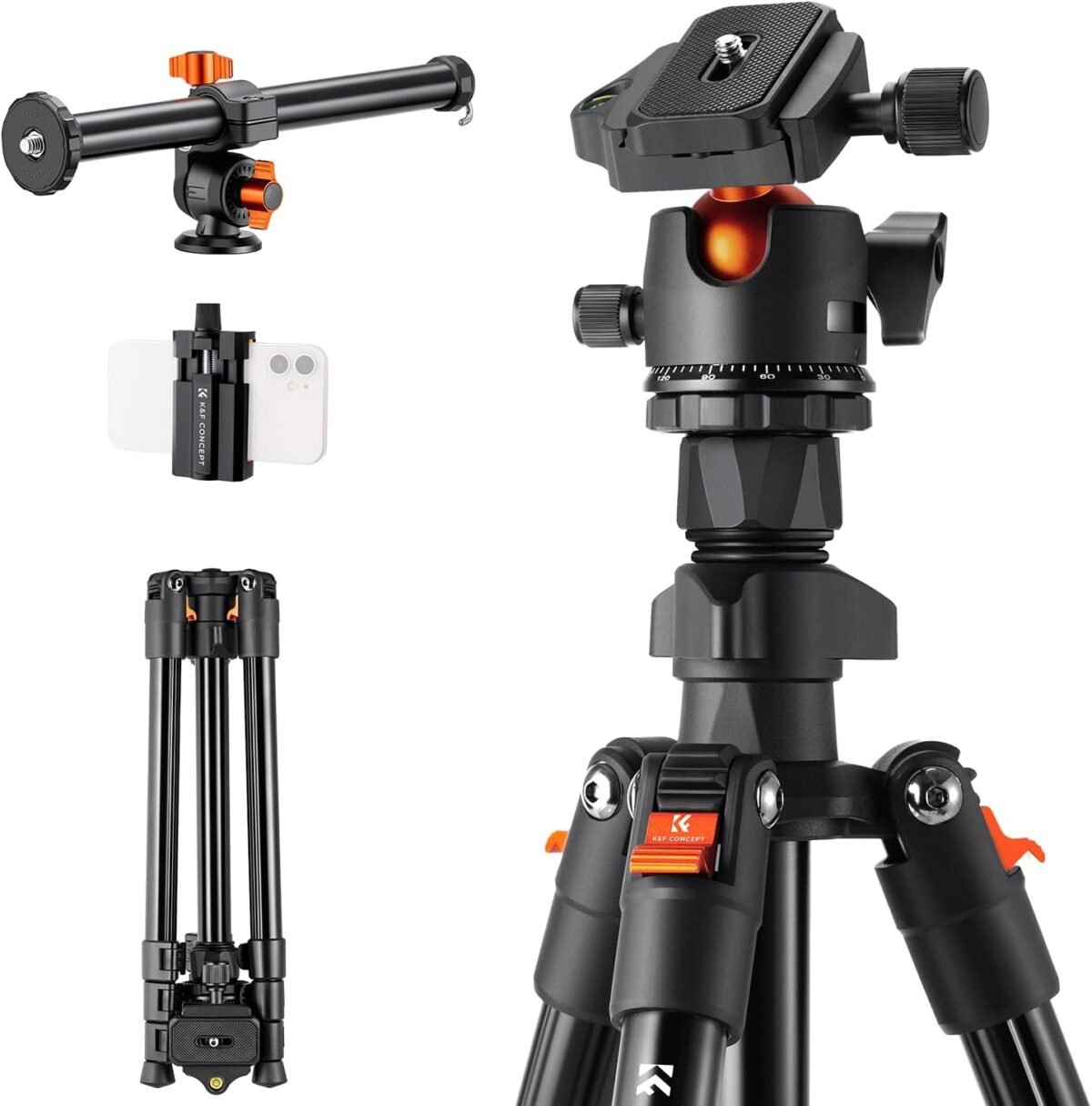 Kf concept 76 inch camera tripod with rotatable multi angle center co.jpg