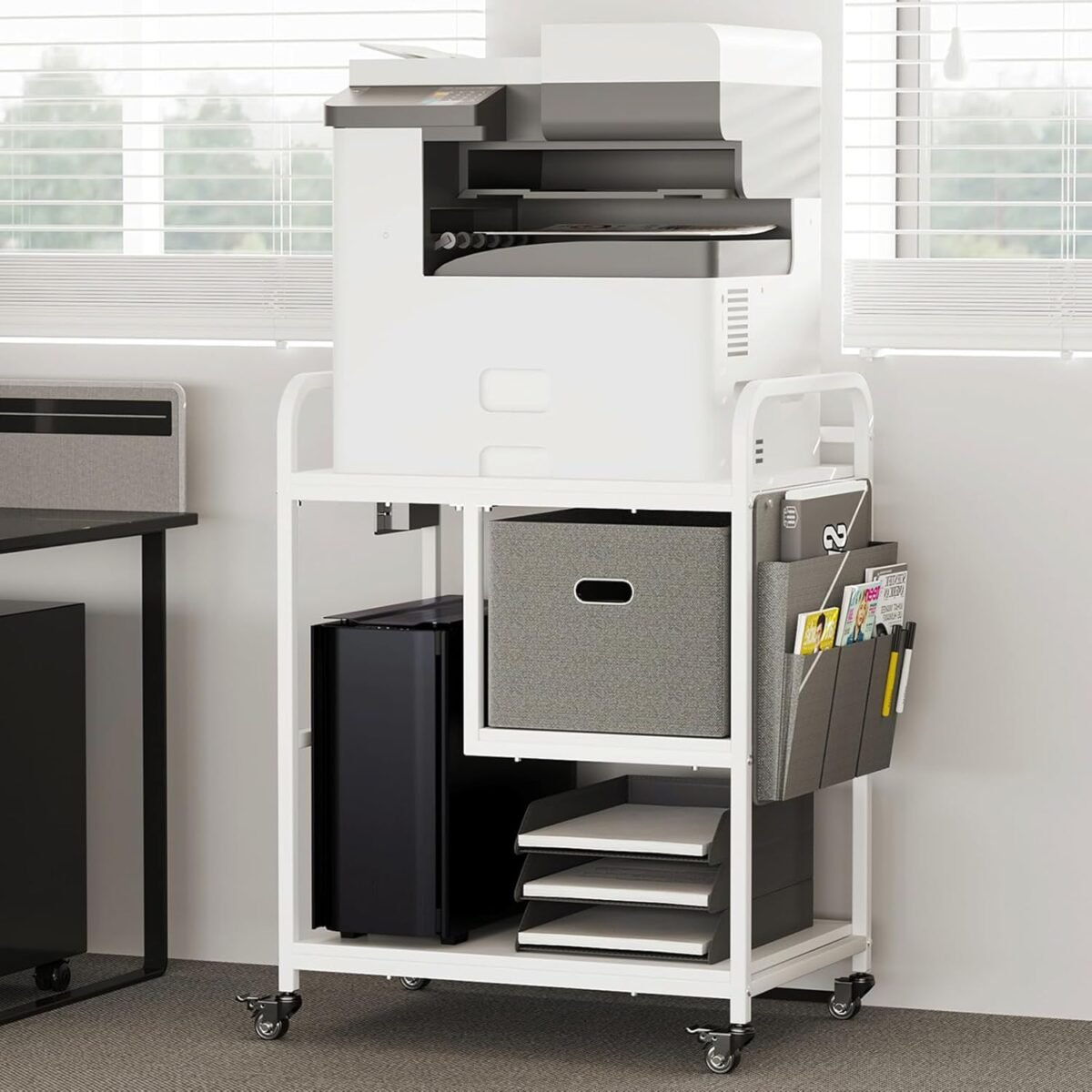 Large printer stand with removable storage drawer mobile printer tabl.jpg