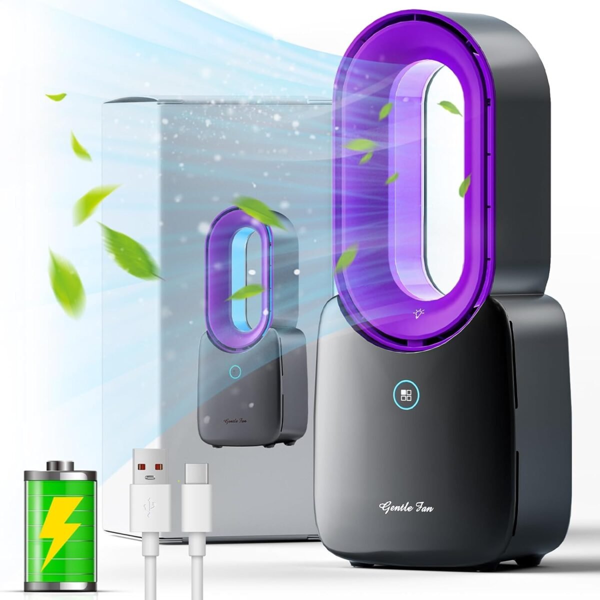 Misby rechargeable desk fan 5 color led light bladeless table fan of.jpg