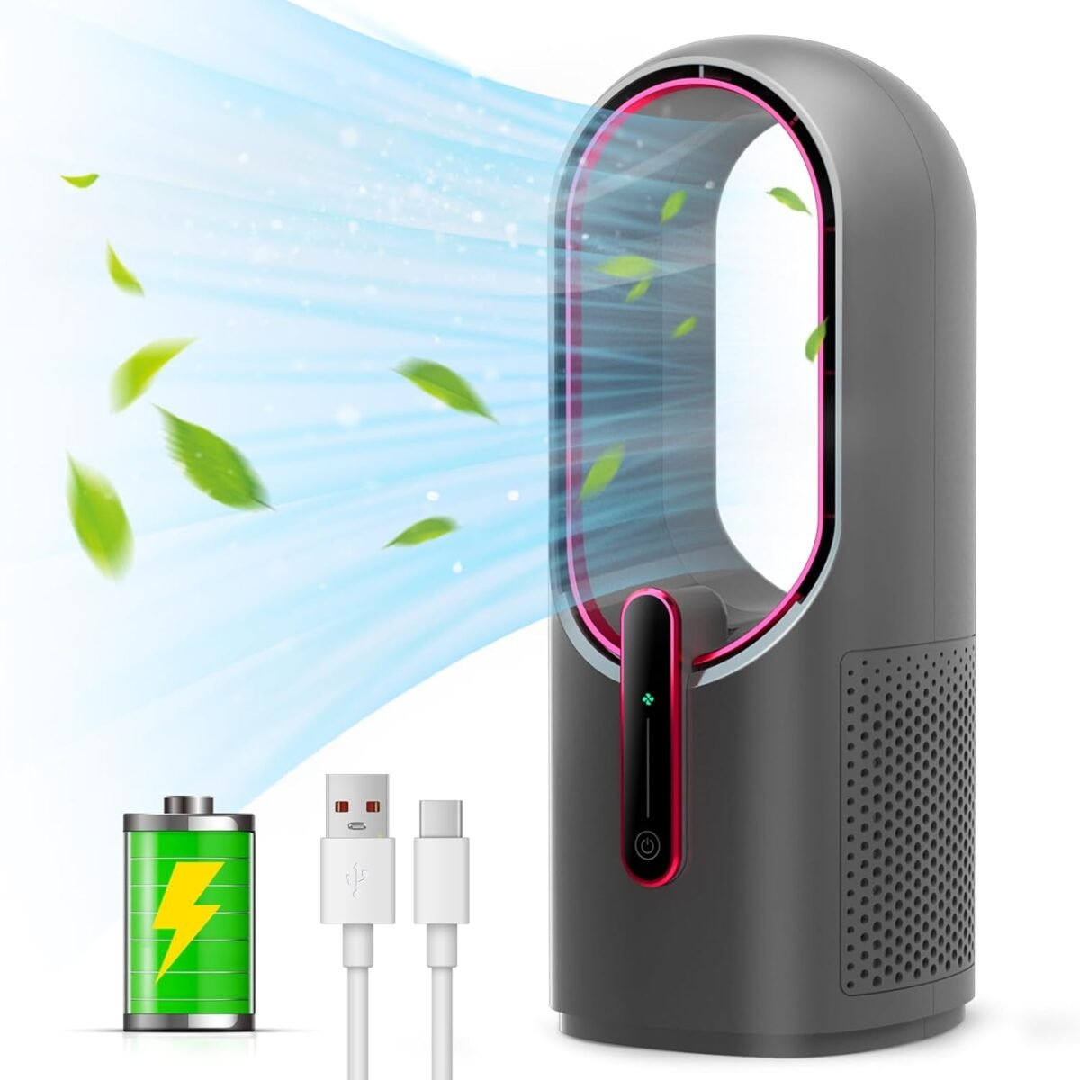 Misby rechargeable desk fan5000mah usb bladeless table fan of 11.8 in.jpg